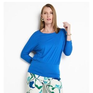 Chicos Sz 1  3/4 Sleeves Blue Top